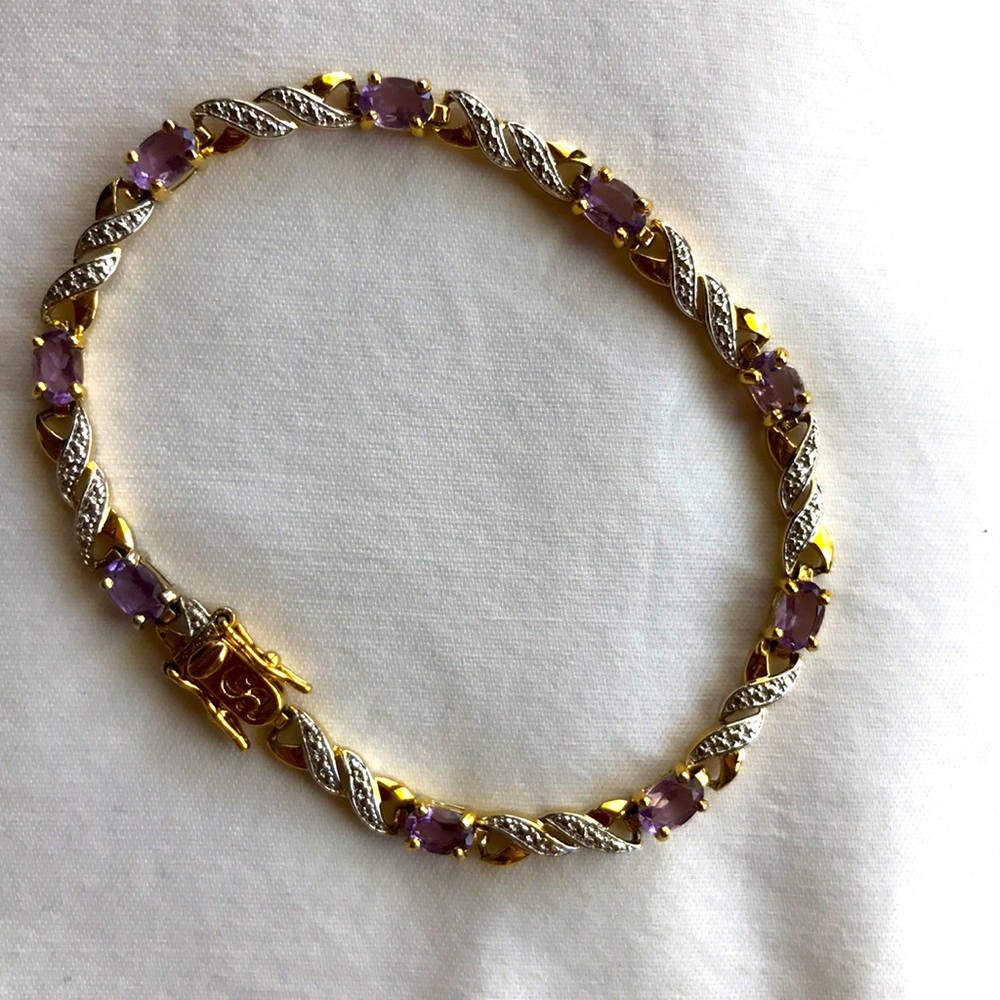 Gold plated amethyst bracelet